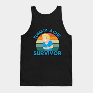 Vintage Tummy Ache Survivor Stomachache IBS Funny Tank Top